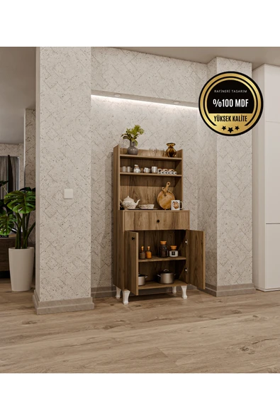 dekor fim DF14102BR Çok Amaçlı Beyaz Airfry Dolabı Kahve Köşesi ürün görseli 1