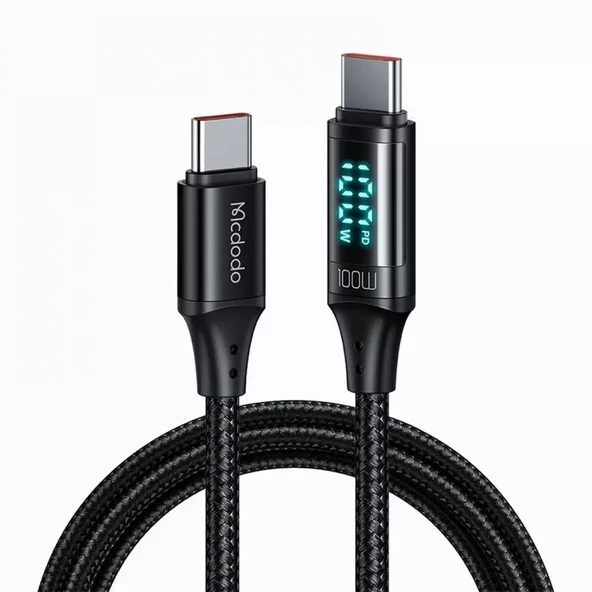 MCDODO CA-1100 100W Type-C To Type-C Dijital Göstergeli Data Şarj Kablosu 1.2m 5A ürün görseli 1