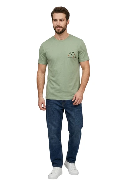 Cazador 44330 Haki Erkek Bisiklet Yaka Tshirt ürün görseli 1