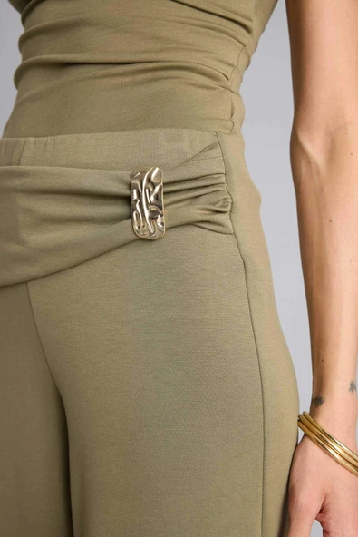 Defacto H1597AXKH436 Haki Wıde Leg Basic Pantolon - Resim 5