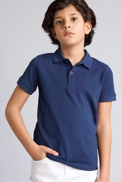 Defacto K1689A6NV31 Lacivert %100 Pamuk Basıc Pike Polo Tişört Erkek Çocuk ürün görseli 1