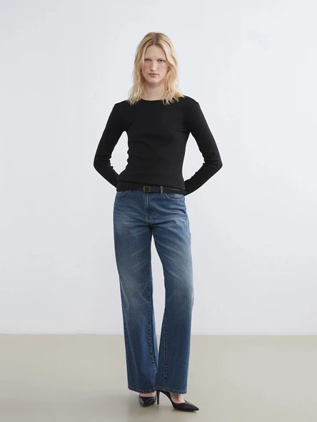 LCWAIKIKI Basic Siyah Bisiklet Yaka Kadın Body - Resim 3