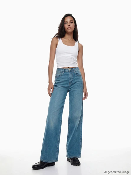 LCW Jeans İndigo Wideleg Kadın Jean Pantolon ürün görseli 1