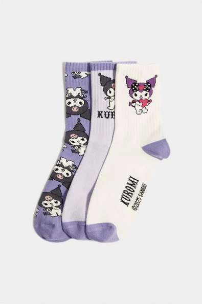 Defacto G1931A8KR1 Çok Renkli Hello Kitty  3'lü Pamuklu Uzun Çorap Kız Çocuk ürün görseli 1