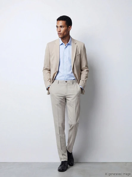 LCW BUSINESS Bej Slim Fit Erkek Takım Elbise Pantolonu ürün görseli 1