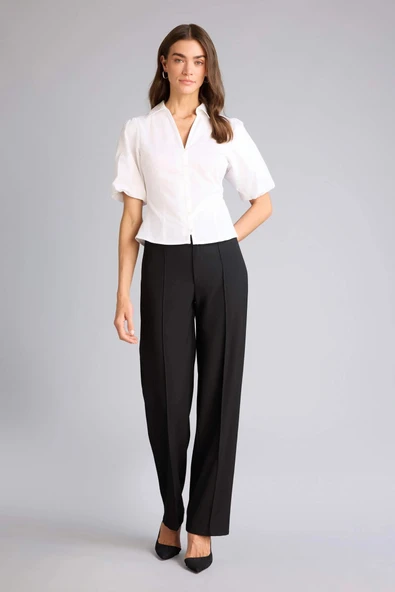 Defacto H1921AXBK81 Siyah Wıde Leg Normal Bel Düz Paça Pantolon ürün görseli 1