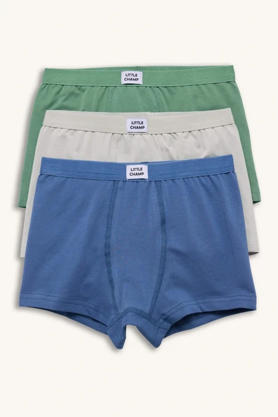 Defacto H0941A8BE364 Mavi Penye 3'lü Boxer Erkek Çocuk ürün görseli 1