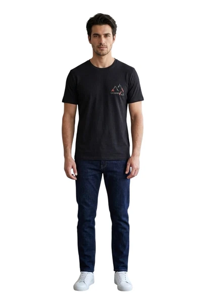 Cazador 44330 Siyah Erkek Bisiklet Yaka Tshirt ürün görseli 1