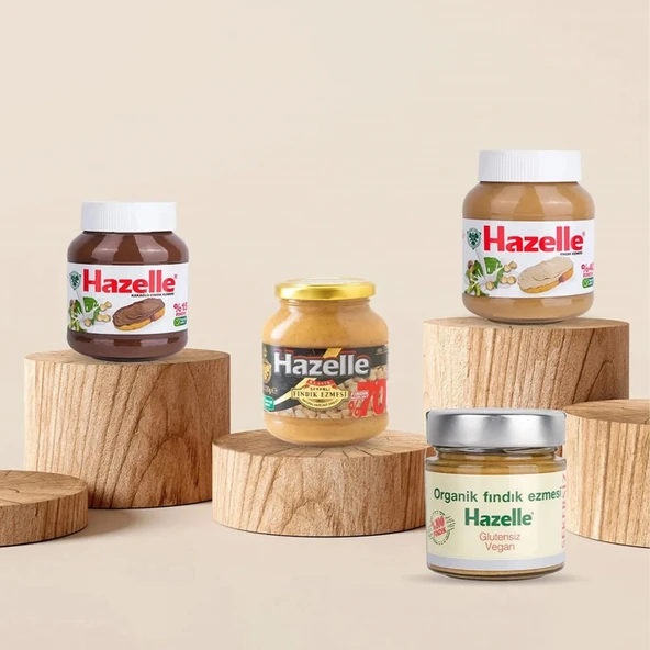 Hazelle Avantaj Paket Organik, Sütlü, Kakaolu, Şekerli Fındık Ezmesi 4 lü Paket ürün görseli 1