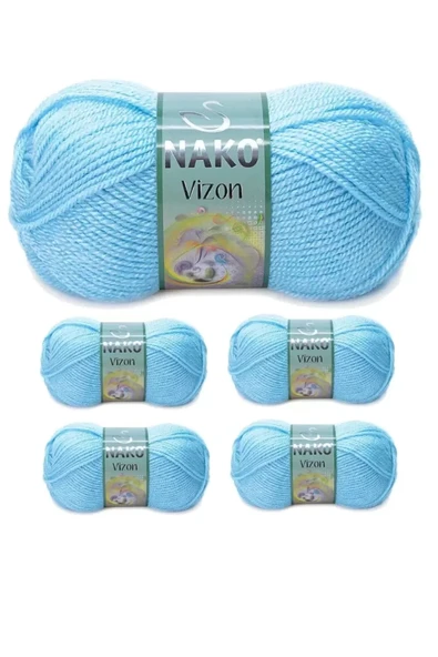 5 Adet Vizon Premium Akrilik El Örgü İpi Yünü Renk No:214 Ufuk Mavisi ürün görseli 1
