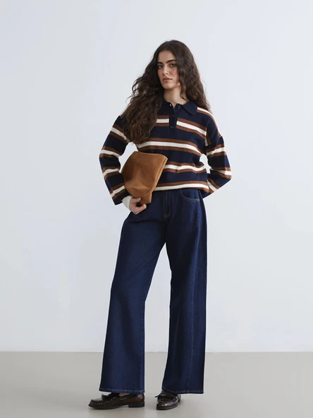 LCW Jeans İndigo Wideleg Kadın Jean Pantolon ürün görseli 1