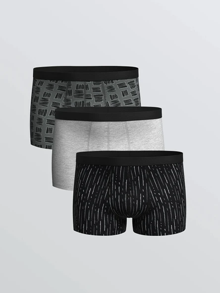 LC WAIKIKI Gri Standart Kalıp Pamuklu Esnek Erkek Boxer 3'lü ürün görseli 1