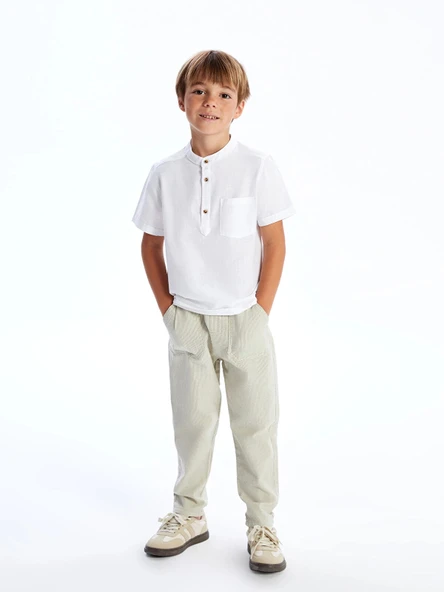 LCW Kids Beyaz Hakim Yaka Poplin Erkek Çocuk Gömlek ürün görseli 1