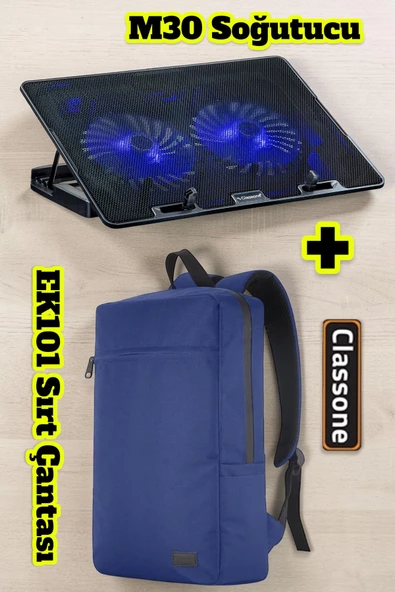 Classone PR-EK101 15,6' Su Geçirmez Kumaş Notebook Sırt Çantası+M30 Notebook Soğutucu ürün görseli 1