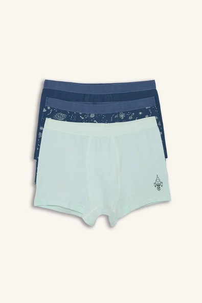 Defacto H0703A8IN103 İndigo Baskılı Penye 3'lü Boxer Erkek Çocuk ürün görseli 1
