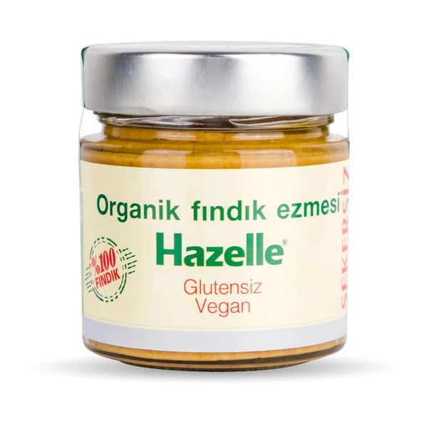 Hazelle Şekersiz Organik Fındık Ezmesi 200 gr (%100 Fındık) Glutensiz ürün görseli 1