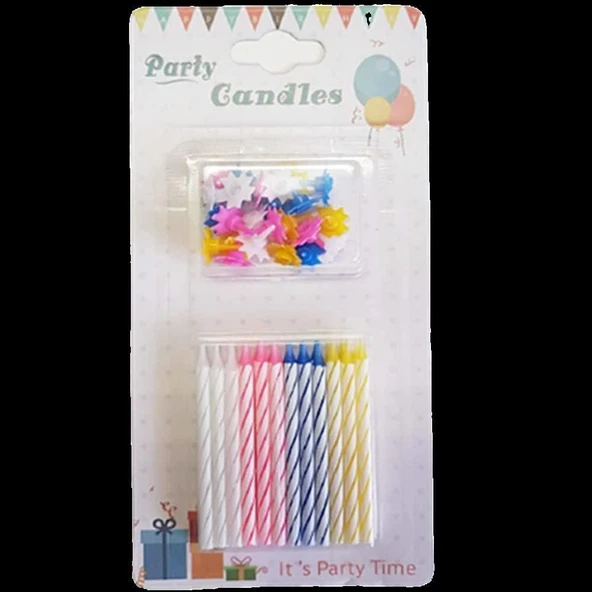 3B Trend Doğum Günü Mumları 24 Adet Renkli Spiral Birthday Candles ürün görseli 1
