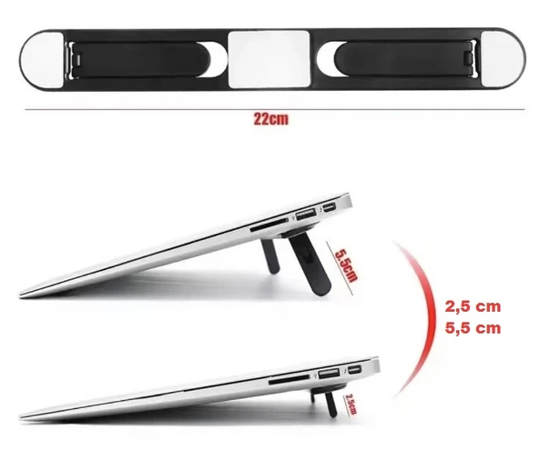 2 Kademeli Katlanabilir ve Yapışkanlı Laptop Standı Siyah ürün görseli 1