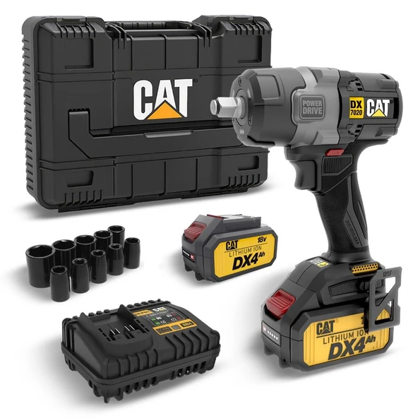 CAT DX7020.1 18Volt 4.0 Ah Çift Akülü Kömürsüz 700/880Nm Profesyonel Şarjlı Somun Sıkma + 10 Adet Lokma Ucu ürün görseli 1