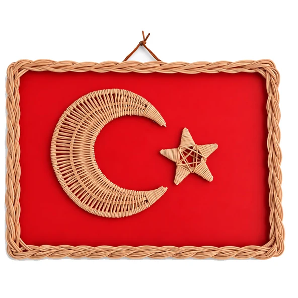 El Yapımı Bambu Örgü Türk Bayrağı Ay Yıldız Duvar Dekoru ürün görseli 1