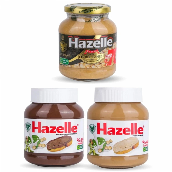 Hazelle Tanışma Paketi Sütlü, Kakaolu, Şekerli Fındık Ezmesi 3 lü Paket ürün görseli 1