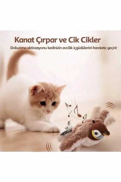 TİNEKE Şarjlı Titreşimli Hareketli Kedi Oyuncağı Uçan Kuş Oyuncak ürün görseli 1
