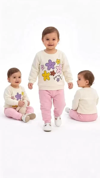 6/24 Ay Çiçek Baskılı Basic Bebek Takımı ürün görseli 1