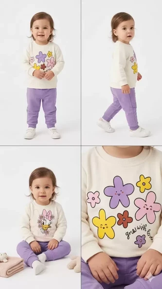 6/24 Ay Çiçek Baskılı Basic Bebek Takımı ürün görseli 1