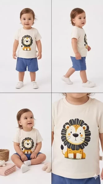 6/24 Ay Keten Şortlu Basic Bebek Takımı ürün görseli 1