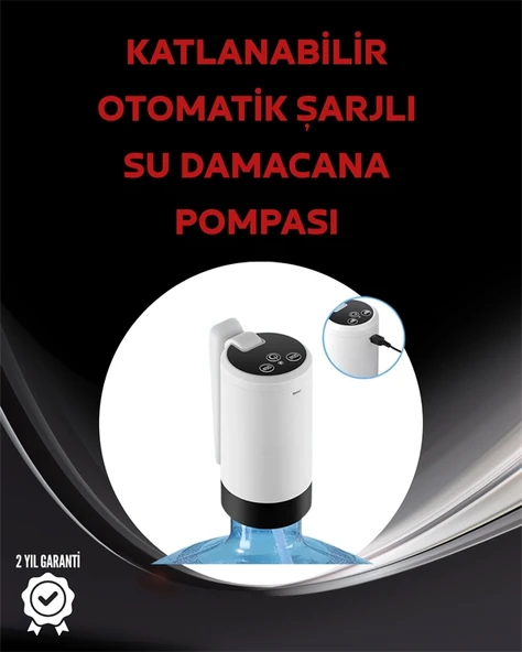 Damacana Üstü Akıllı Su Pompası | 3 Damacana Kullanım | 4W Güç | Micro USB Şarjlı | Katlanabilir & Taşınabilir ürün görseli 1