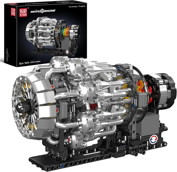 Mould King Turbojet Engine 10216 – 1,214 Parça Mekanik Jet Motor Modeli | STEM & Çalışan Makine Kit ürün görseli 1