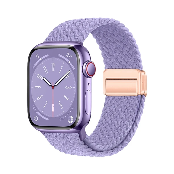Apple Watch 10 42mm Zore KRD-134 Örgü Tasarımlı Hasır Kordon Strap Kayış ürün görseli 1