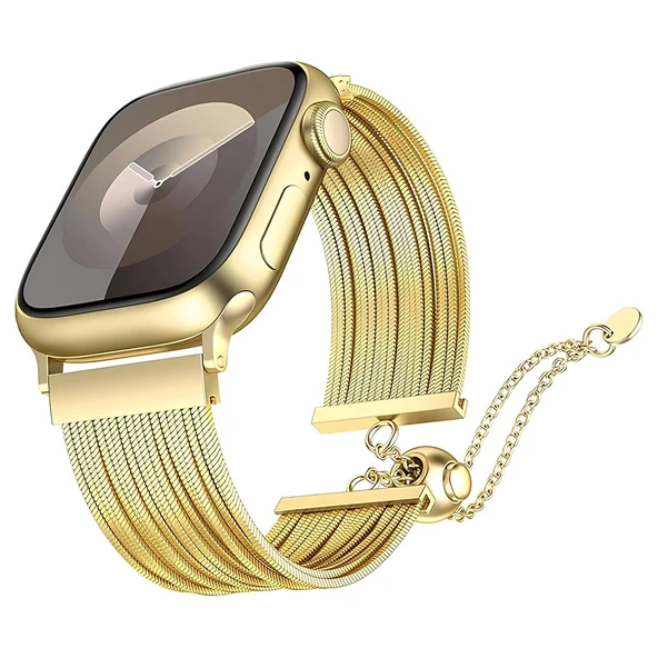 Apple Watch 7 45mm Zore KRD-137 Metal Hasır Kordon ürün görseli 1