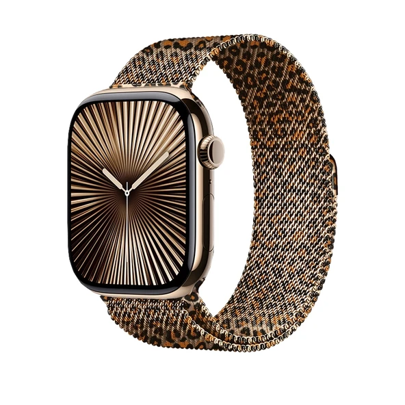 Apple Watch 40mm Zore KRD-01 Leopar Desenli Metal Kordon ürün görseli 1