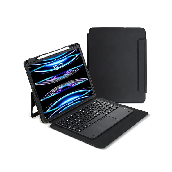 Apple iPad Pro 13 2024 Zore Border Keyboard Bluetooh Bağlantılı Standlı Klavyeli Tablet Kılıfı ürün görseli 1