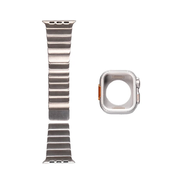Apple Watch Ultra 49mm Zore KRD-126 Sert Kasa Koruyuculu Metal Kordon ürün görseli 1