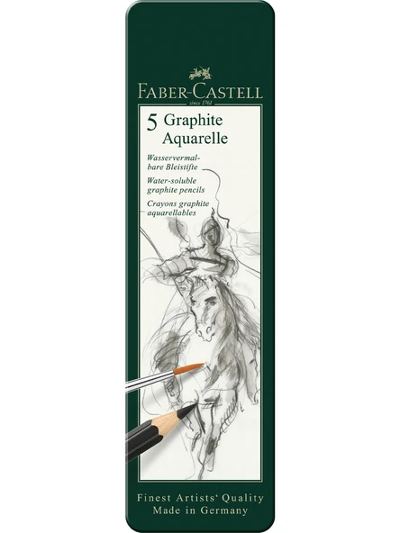 Faber-Castell Graphite Aquarelle Suda Çözünür Çizim Kalemi 5'Li Metal Kutu 5160117805000 ürün görseli 1
