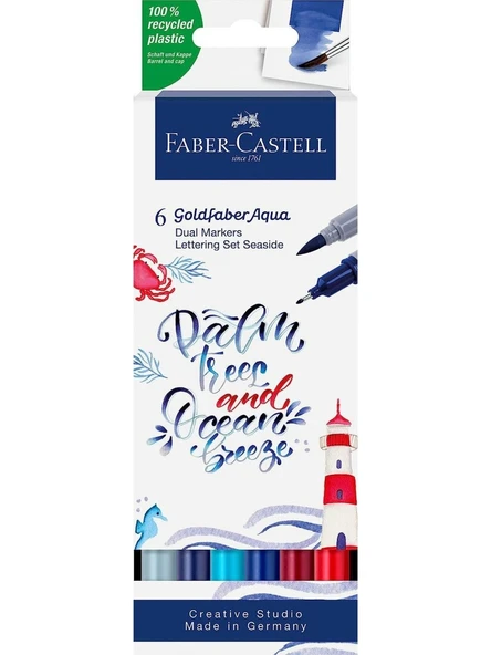 Faber-Castell Markör Kalem Aqua Çift Uç 6 Renk Sea 5188164519000 ürün görseli 1