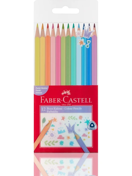 Faber-Castell Pastel Renkler Üçgen Kuru Boya Kalemi 12 Renk ürün görseli 1