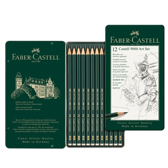 Faber-Castell Castell 9000 Art Kalem Seti (8B-2H) Dereceli Eskiz Çizim Kalemi Seti ürün görseli 1