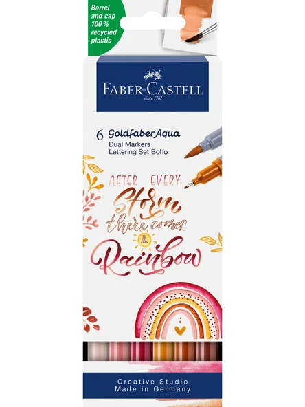 Faber-Castell Goldfaber Aqua Çift Uç Markör Kalem 6 Renk Kaligrafi 5188164518000 ürün görseli 1