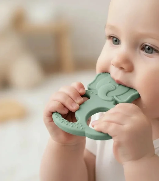 Babyjem Silikon Fil Diş Kaşıyıcı Mint ürün görseli 1