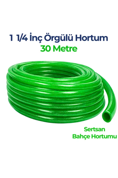 Örgülü Su Hortumu 1 1/4 İnç 30 Metre Yeşil Dayanıklı Bahçe Hortumu ürün görseli 1