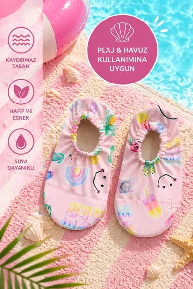 Summer Pembe Renk Kaymaz Taban Bebek - Çocuk Deniz Ayakkabısı ürün görseli 1