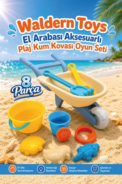 Toys El Arabası Aksesuarlı Plaj Kum Kovası Oyun Seti ürün görseli 1