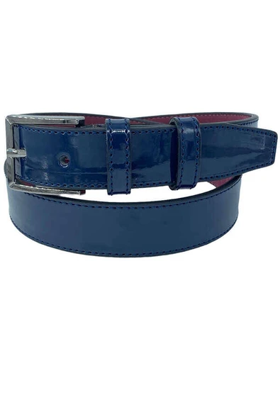 Lacivert Rugan Çocuk Boy Suni Deri Düz Model 3 cm.lik Garson Klasik Kemer // XD-G95-ST ürün görseli 1