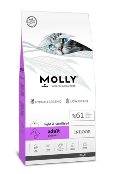 Molly Hipoalerjenik Tavuklu Kısırlaştırılmış Yetişkin Kedi Maması 2 Kg ürün görseli 1
