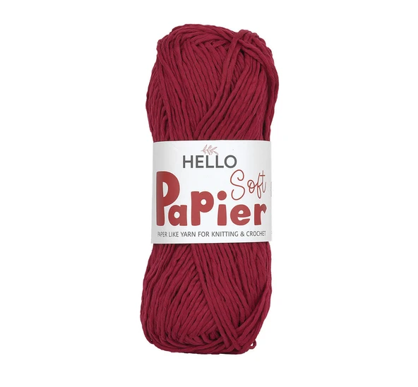 Hello Soft Papier Kağıt Çanta Örme İpi 100 Gram 100 Metre Bordo P15 ürün görseli 1