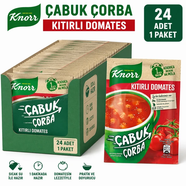 Knorr Çabuk Çorba Kıtır Domates 22 gr 24 Adet Ekonomik Paket ürün görseli 1