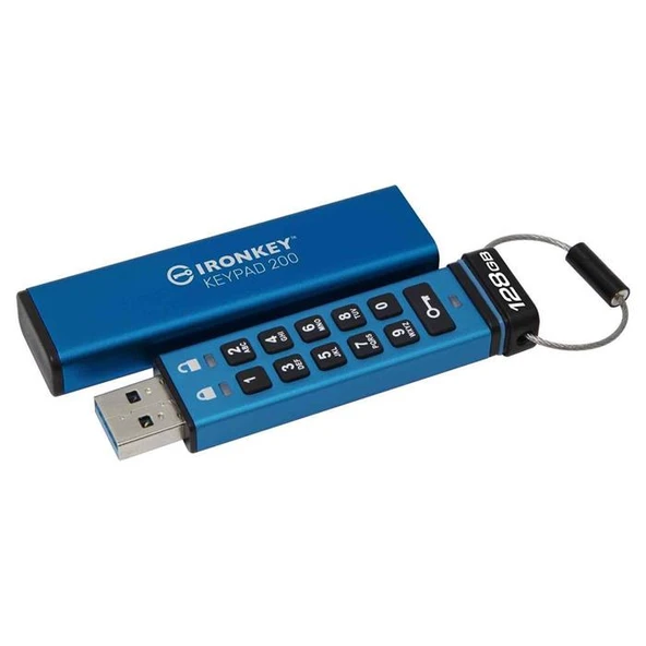 Kingston IKKP200-128GB 128GB IronKey Keypad 200, FIPS 140-3 Lvl 3 (Pending) Flash Bellek ürün görseli 1